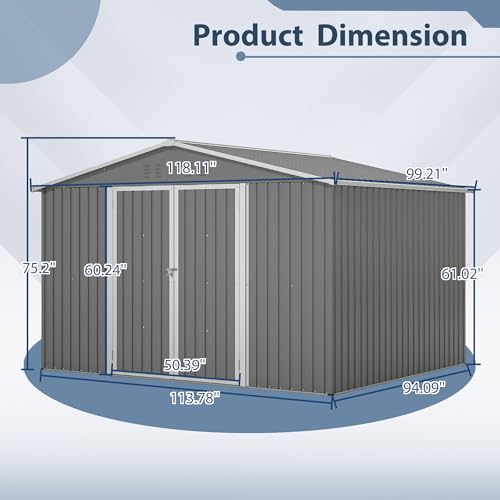 Outdoor Storage Shed, Heavy-Duty All-Weather Tool Shed with Lockable Doors C3585