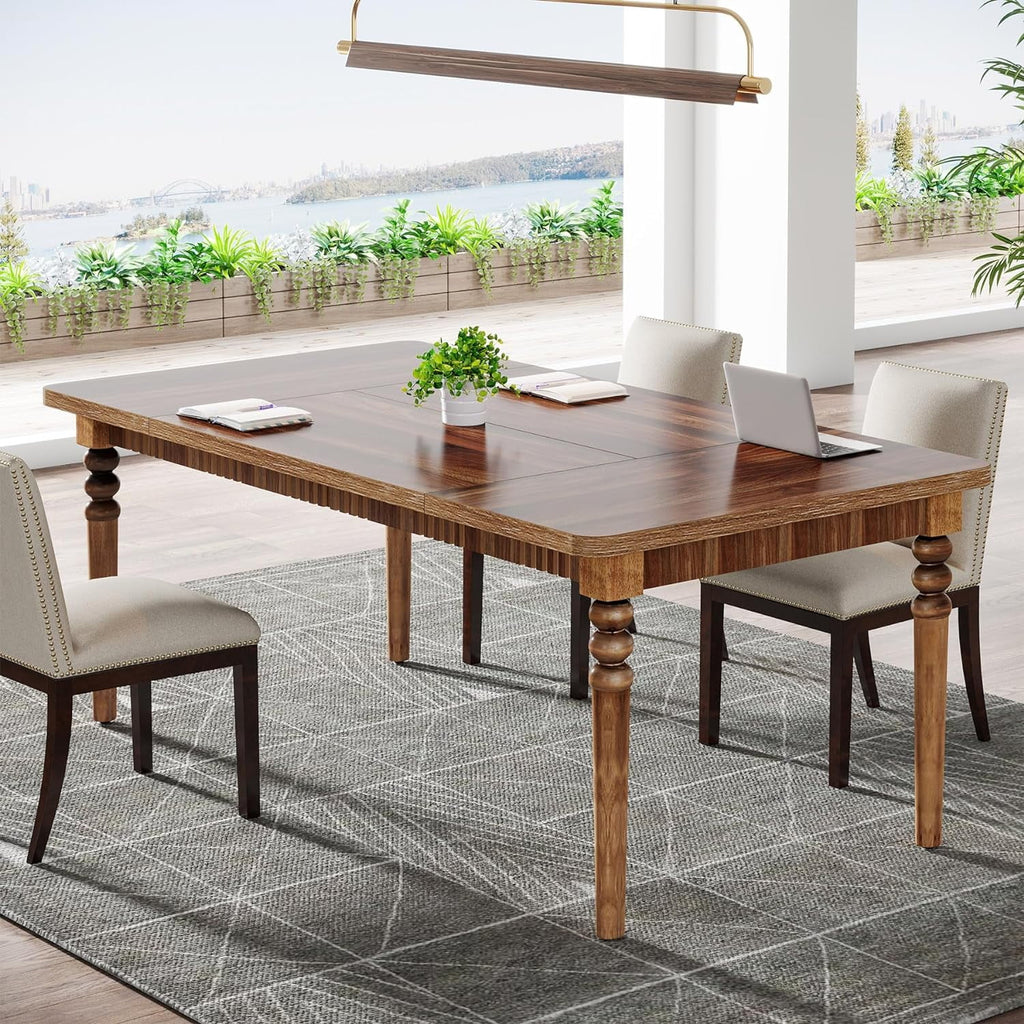 63-Inch Executive Desk with Solid Wood Legs for Home Office Y55396