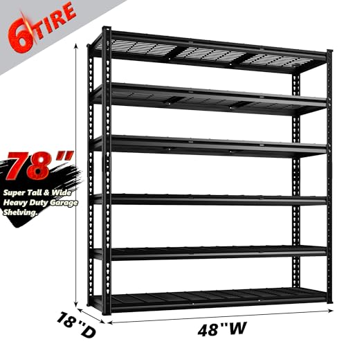 60" W Garage Shelving, 5-Tier Heavy Duty Metal Storage Shelves B8137