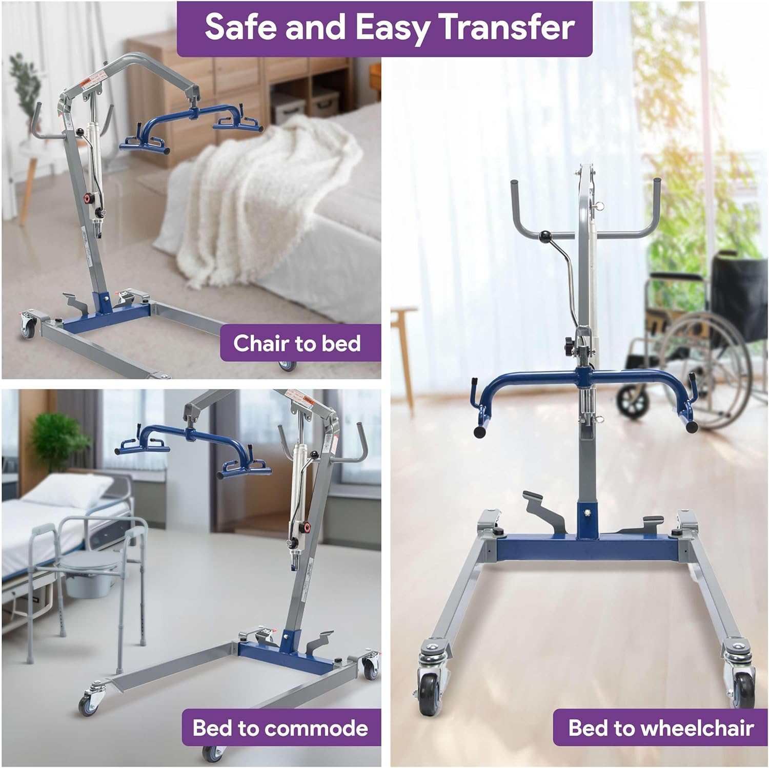 Hydraulic Patient Lift for Home Use, 400 lb Capacity, Manual Full Body Lifter Q4810