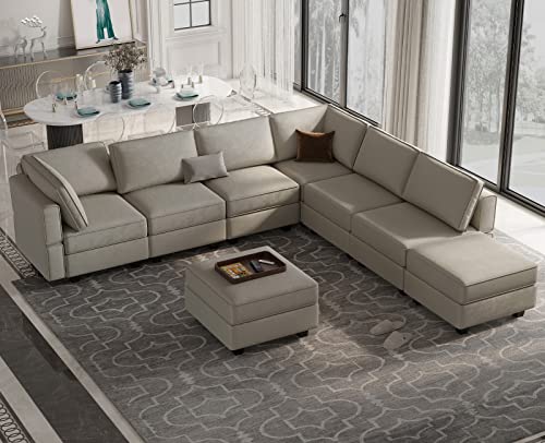 Modular Velvet Sectional Sofa with Chaise Lounge and Storage X4138