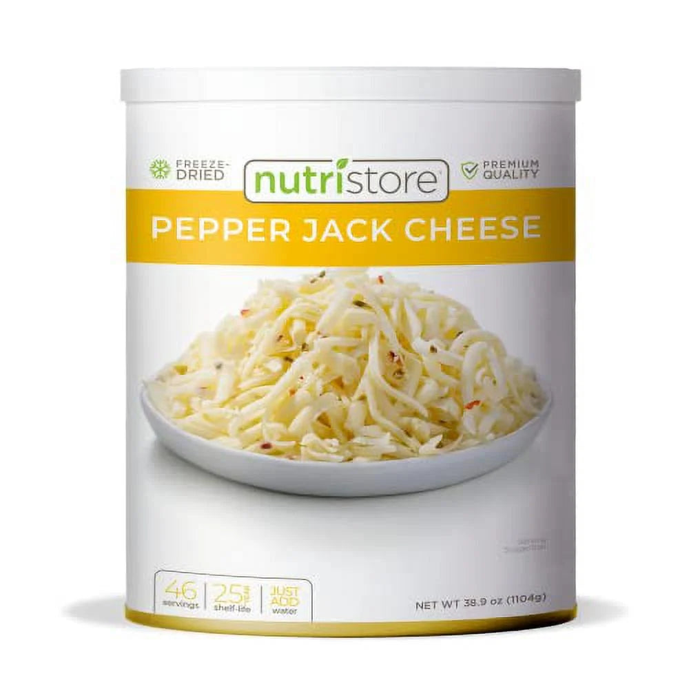 Freeze-Dried Shredded Pepper Jack Cheese for Snacking, Camping & Emergency Food Storage P428972