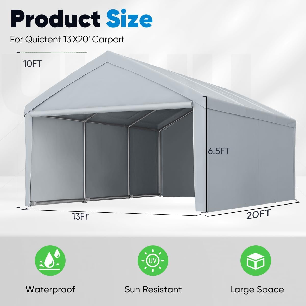 Heavy Duty Carport Galvanized Canopy Outdoor Boat Shelter C392581