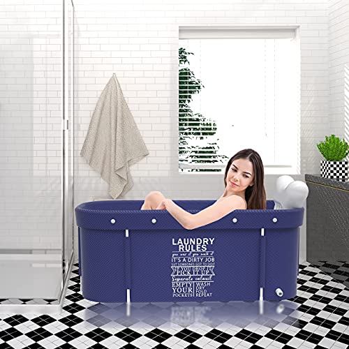 Foldable Bathtub for Adults, Large Soaking Tub for Spa, 47.3 x 21.7 x 19.7 inches E482