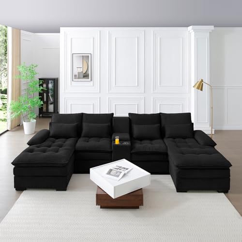 Modular Sectional Sofa with Ottoman, U-Shaped Lounge Couch H930
