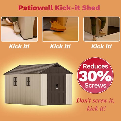 Outdoor Plastic Storage Shed with Floor, Window and Lockable Door A4787