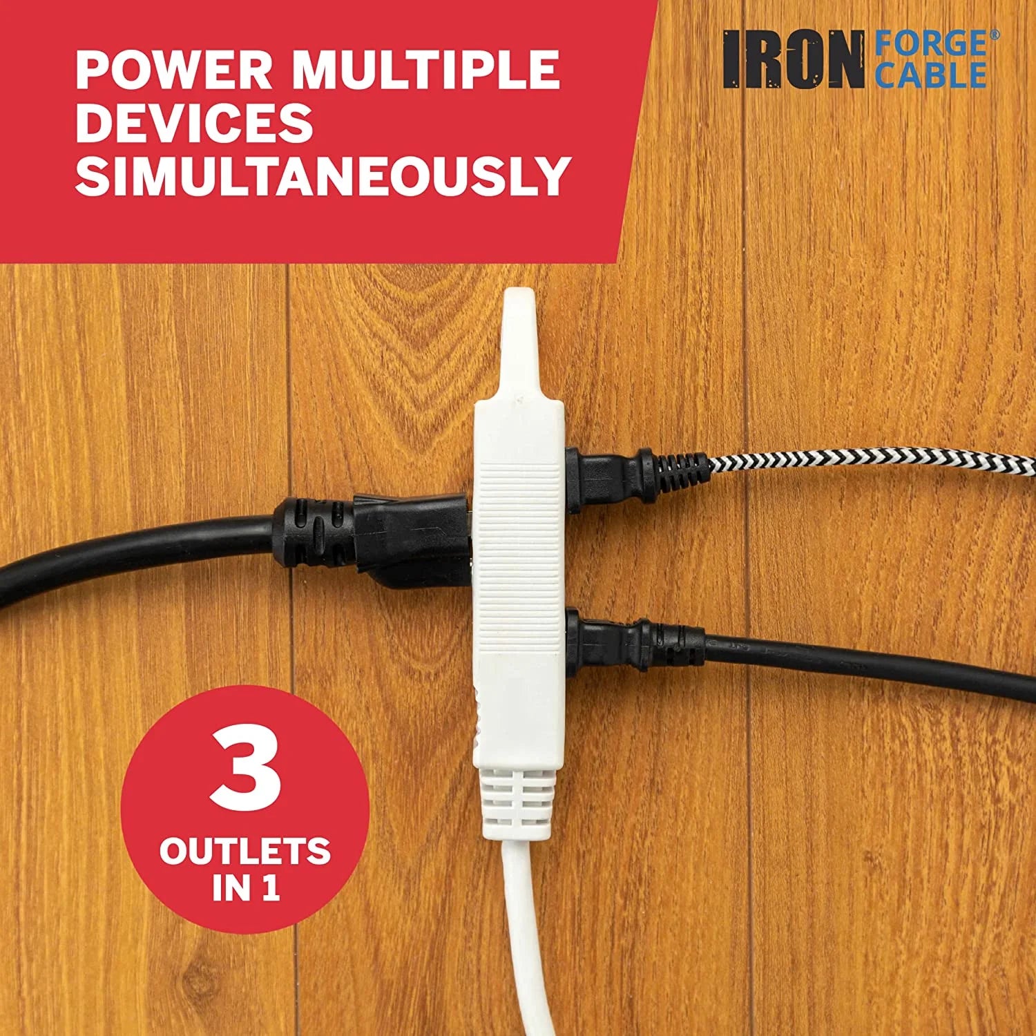 Inline Extension Cord with On/Off Switch, 3 Outlets, 1 FT O56424