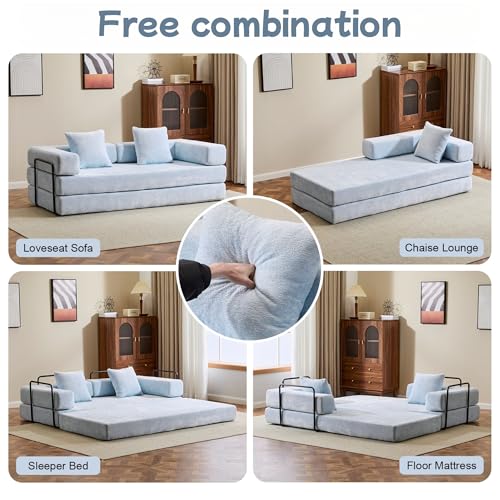 Foldable Floor Sofa Bed with Pillow Back and Armrest, Dark Gray S29408