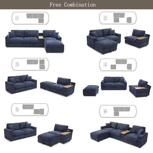 Modular Sectional Sofa with Ottoman, U-Shaped Lounge Couch H930