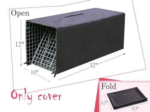 Live Animal Trap Cage with Cover, 32 Inch Heavy Duty Folding Trap for Raccoons, Opossums, Groundhogs, Feral Cats A171