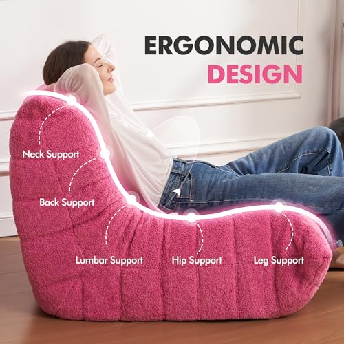 Bean Bag Chair for Adults with Memory Foam, Black Plush X409228
