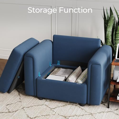 Modular Sectional Sofa with Storage, U Shaped Couch, Blue Y4358