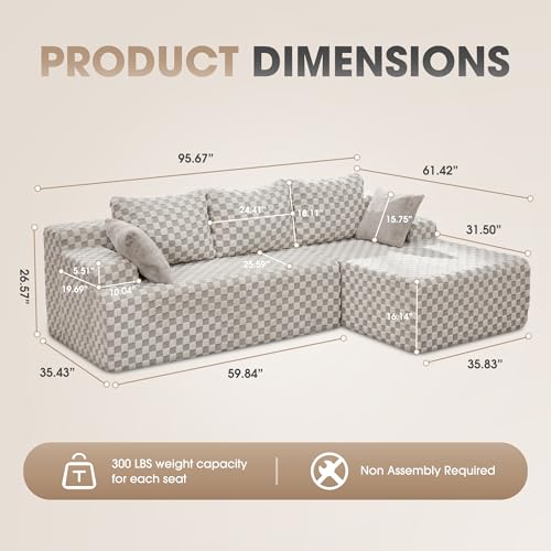 Modular L-Shape Sectional Sofa with Oversized Chaise A47792
