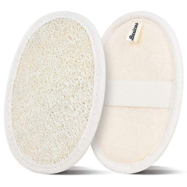 Beauty Bar Soap for Hands and Body, Mild for Skin, Bulk Pack of 8 Bars, Plus 1 Loofah Sponge Pad K139601