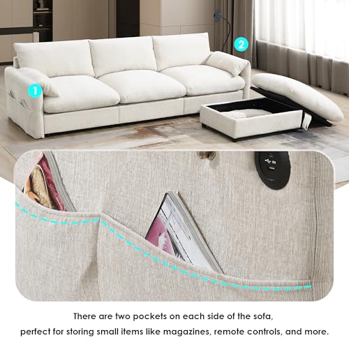 Modular Sectional Sofa with Ottoman, U-Shaped Lounge Couch H930
