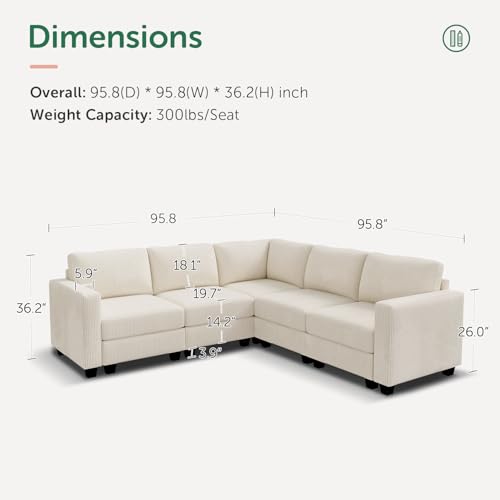 Corduroy Modular Sectional Couch with Storage, L-Shaped, 6 Seater, Dark Gray X823135