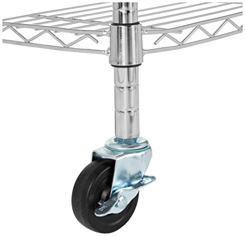5-Shelf Adjustable Heavy Duty Storage Shelving Unit on Wheel Casters, Metal Wire Rack, Black A697