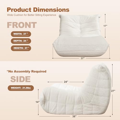 Bean Bag Chair for Adults with Memory Foam, Black Plush X409228