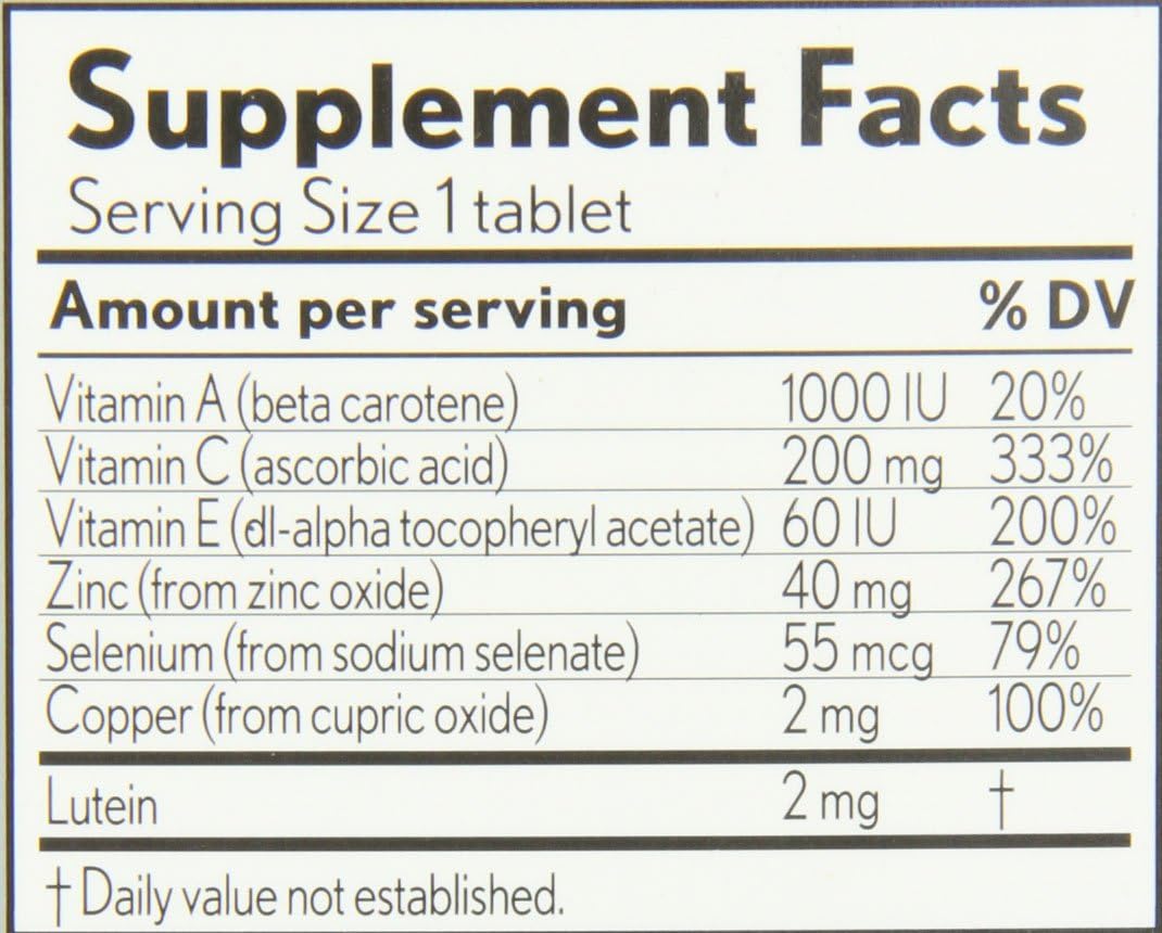 Vitamin and Mineral Supplement for Eyes with Lutein, 240 Tablets Z5055