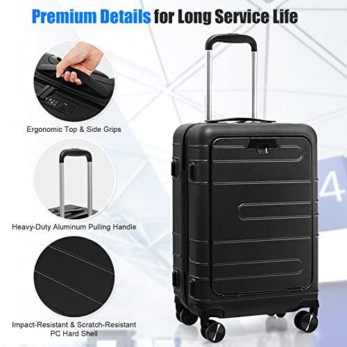 Carry On Luggage 20 Inch Hardside Suitcase with Front Pocket and USB Port G757302