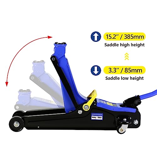 Heavy Duty Hydraulic Floor Jack, Low Profile Steel Racing Jack, 2 Ton Capacity, Blue H1350