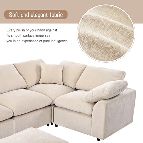 Modular Sectional Sofa with Ottoman, U-Shaped Lounge Couch H930