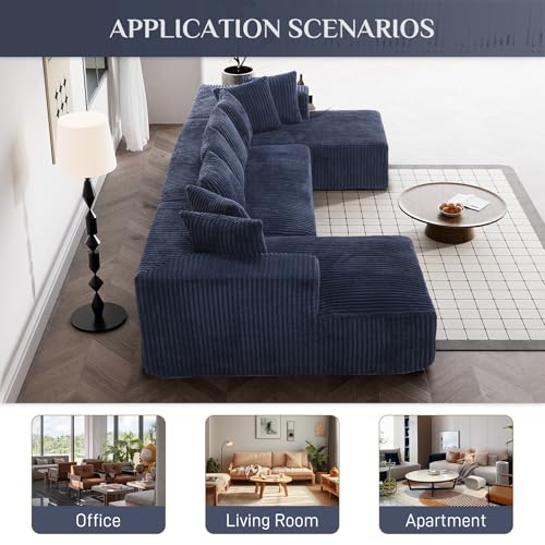 Modular Sectional Sofa with Chaise Lounge, Corduroy Memory Foam, Black Z82307