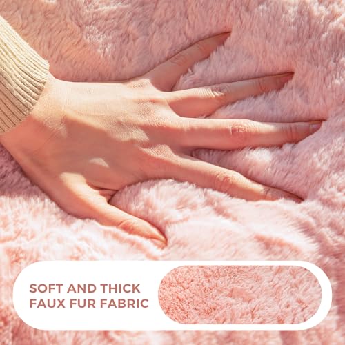 Floral Shaped Bean Bag Sofa for Adults, Faux Fur Floor Chair, Beige U8616