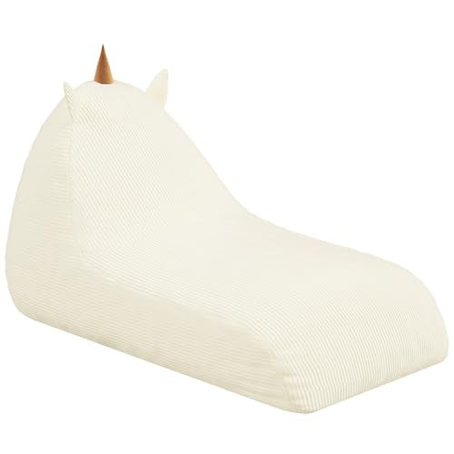 Unicorn Bean Bag Chair for Kids with Filler, Corduroy Floor Lounger, Pink W9694