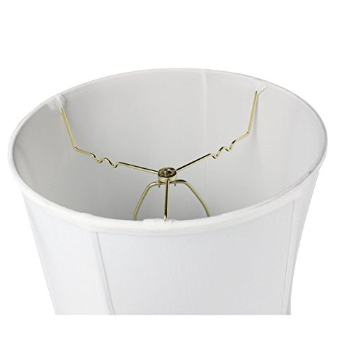 14"x16"x17" Tall Drum Lampshade with Brass Spider Fitter, White Shantung Fabric R27369