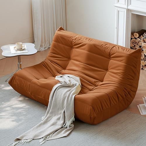 Bean Bag Chair for Adults, Suede & Microfiber Corner Lounge Sofa, 3-Seater, Beige F9802