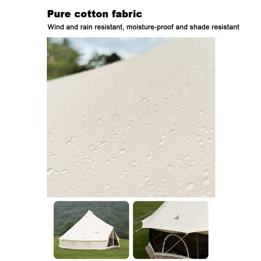 Canvas Bell Tent with Stove Jack, 4 Season Waterproof Glamping Tent for Family Camping Z34980