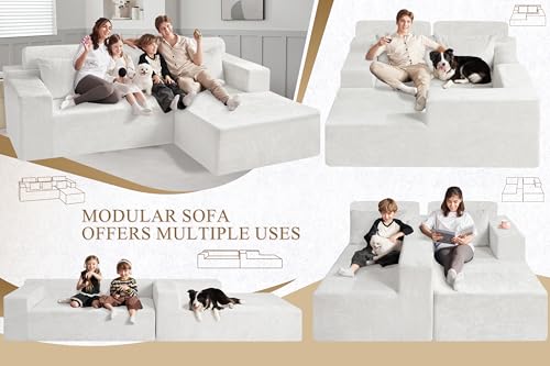 L-Shape Modular Sectional Sofa with Deep Seat, No Assembly Required C597556