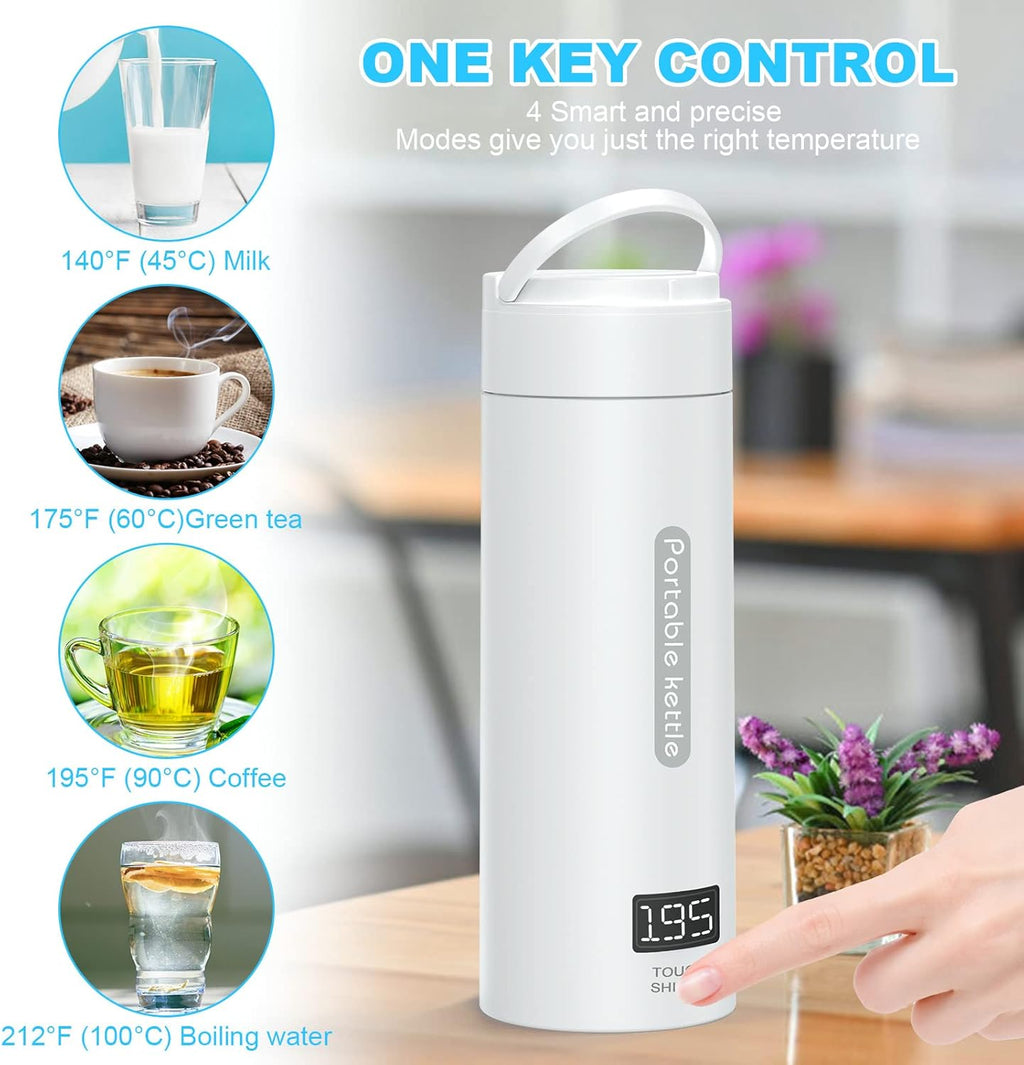 Portable Electric Tea Kettle, 380ml, Auto Shut-Off & Boil Dry Protection M19887
