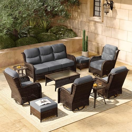 Outdoor Wicker Conversation Set with Cushions, 7 Pieces P4930
