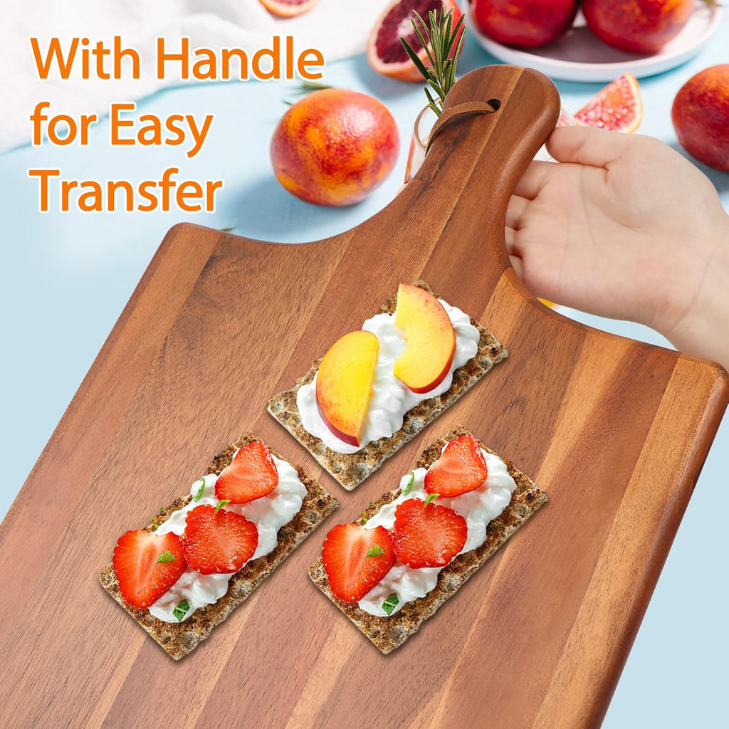 Acacia Wood Cutting Board with Handle for Kitchen B8691