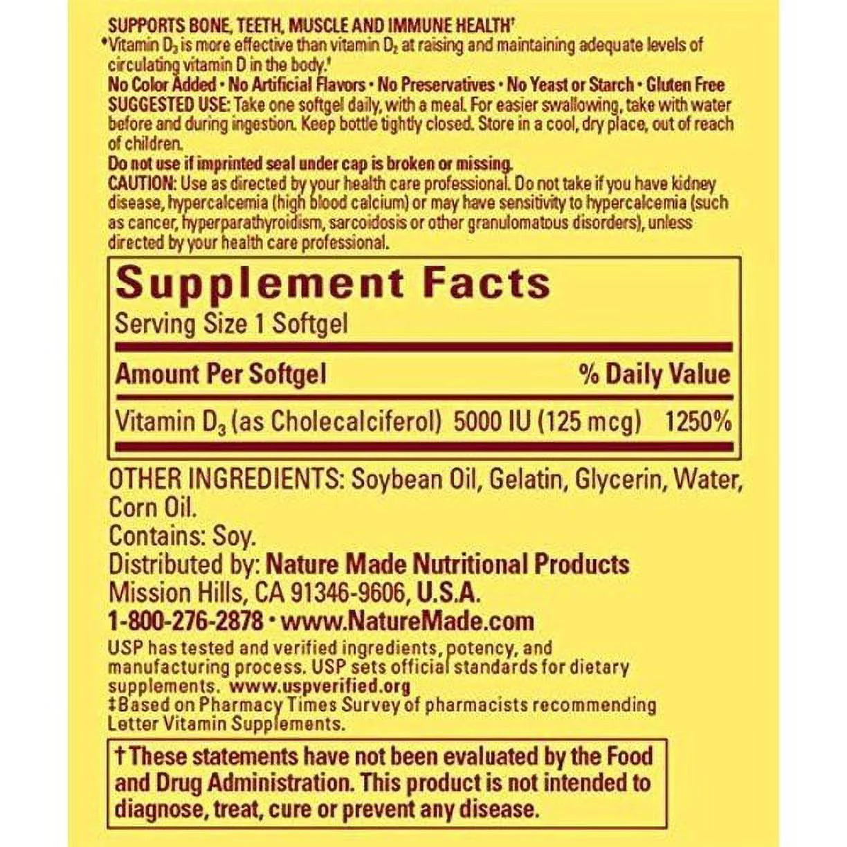 Vitamin D3 Supplement for Bone & Teeth Support, 90 Count L227