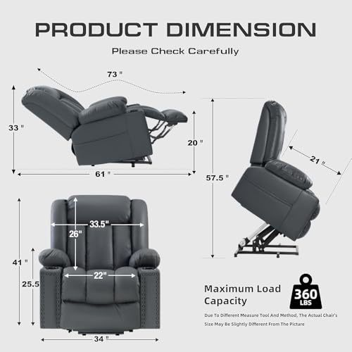 Power Lift Recliner Chair for Elderly with Heat and Massage, Adjustable Positions, Dark Brown P618617
