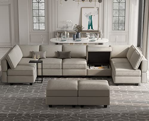 Modular Velvet Sectional Sofa with Chaise Lounge and Storage X4138