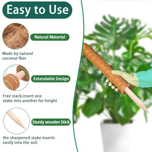 Moss Pole 2 Pack 17 Inch Plant Support for Climbing Indoor Potted Plants E893