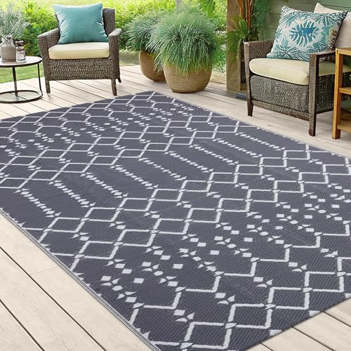 Waterproof Outdoor Rug 5x8 ft, Reversible Plastic Straw Patio Mat Z2613