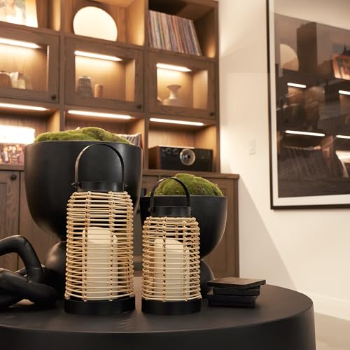 Natural Rattan Boho Lanterns Handcrafted Home Decor for Indoor Outdoor Living Room Patio O5290