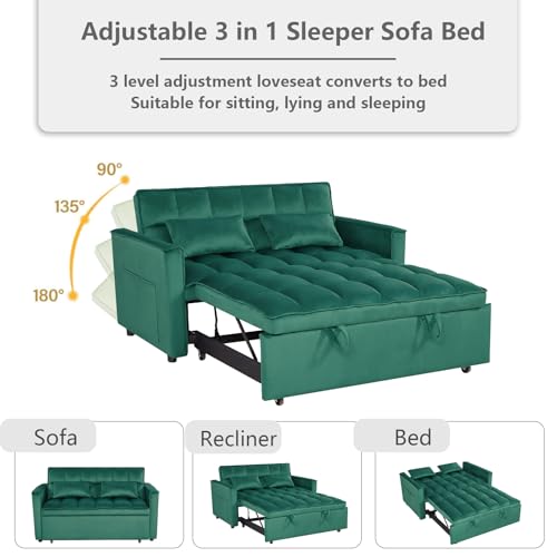 Convertible Sleeper Sofa Bed with Pull-Out Bed and Adjustable Backrest V521