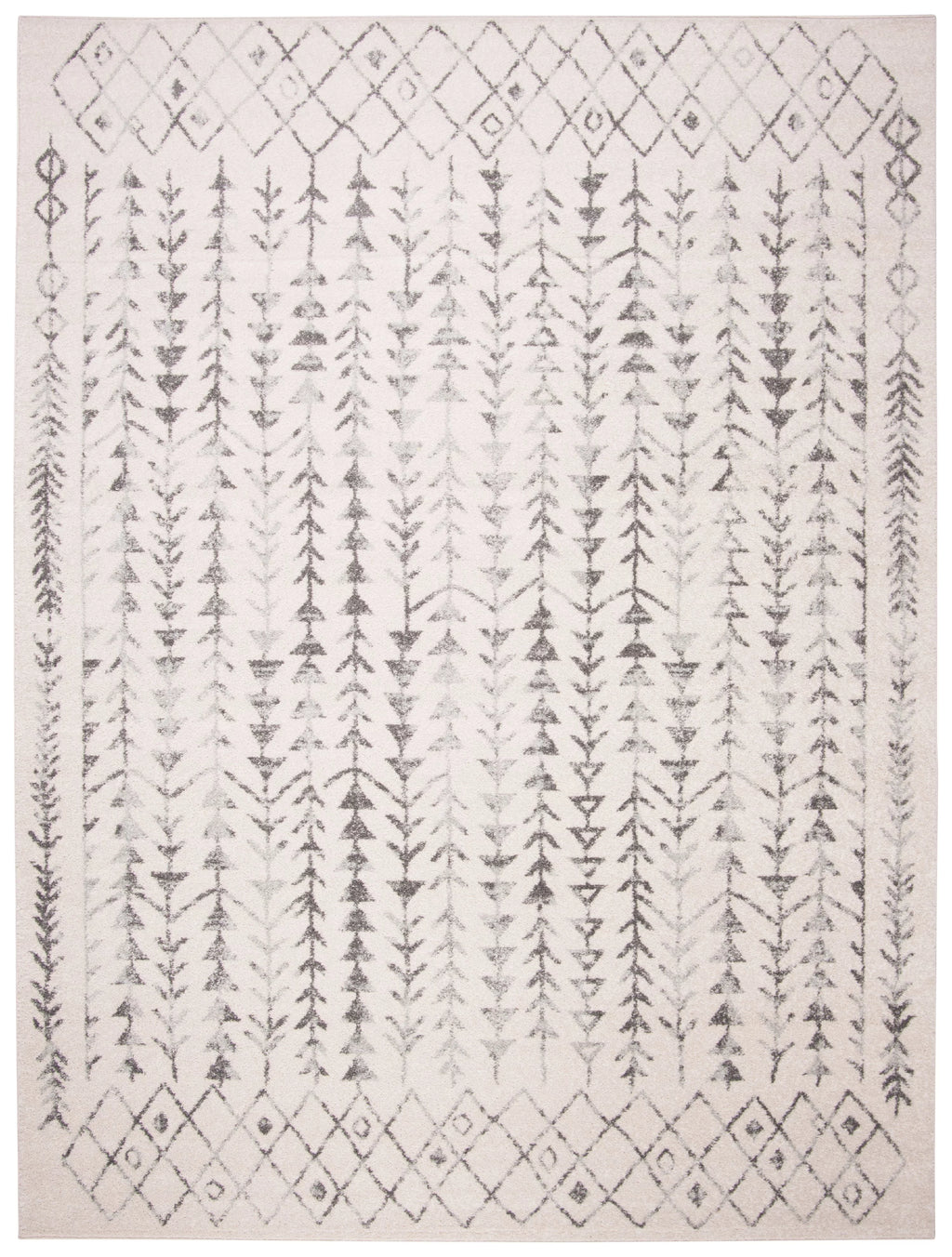 Moroccan Geometric Area Rug, Ivory/Grey, 8' x 10' R841