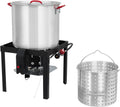 80 Qt Seafood Boil Pot, Aluminum Crawfish Boiler with Steam/Boil Basket & Strainer, 110000BTU Propane Jet Burner w/Support Rack & Lifting Hook, 0-10 PSI Regulator, Outdoor Cooking Shrimp Crab Boiler