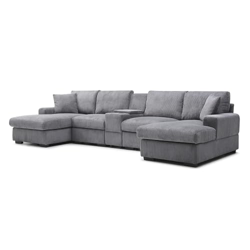 Modular Sectional Sofa with Ottoman, U-Shaped Lounge Couch H930