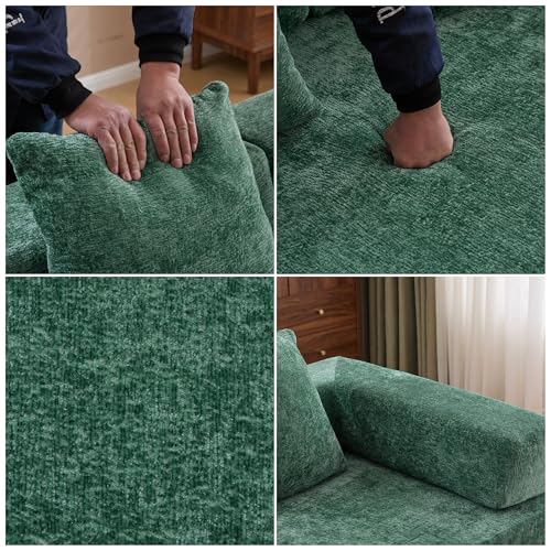 Foldable Floor Sofa Bed with Pillow Back and Armrest, Dark Gray S29408