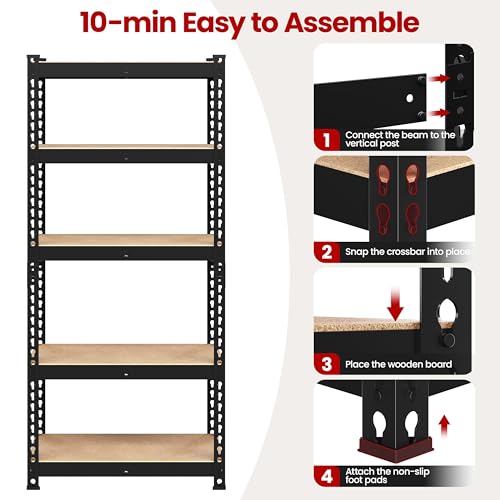 5-Tier Adjustable Metal Shelving Unit for Garage, Pantry, and Warehouse M7734