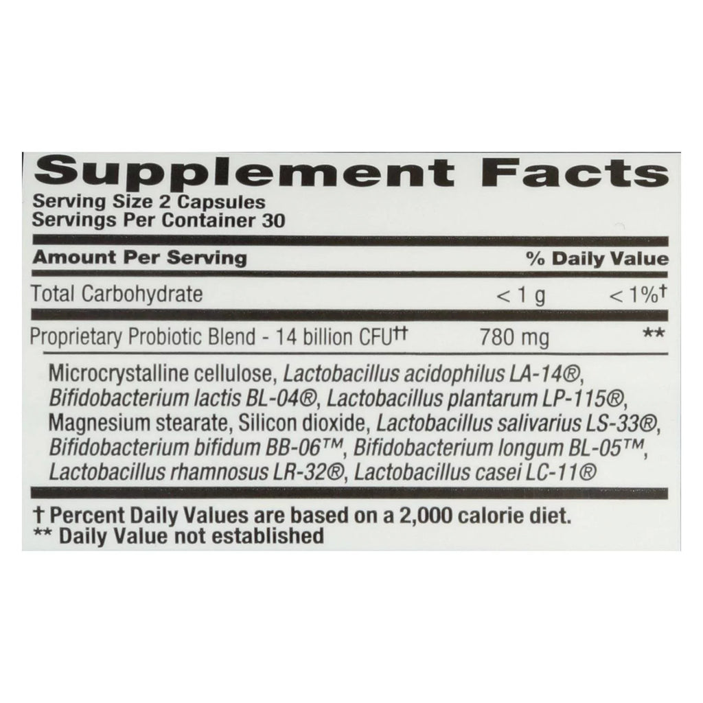 Probiotic Acidophilus Supplement - 60 Vegetarian Capsules D20977