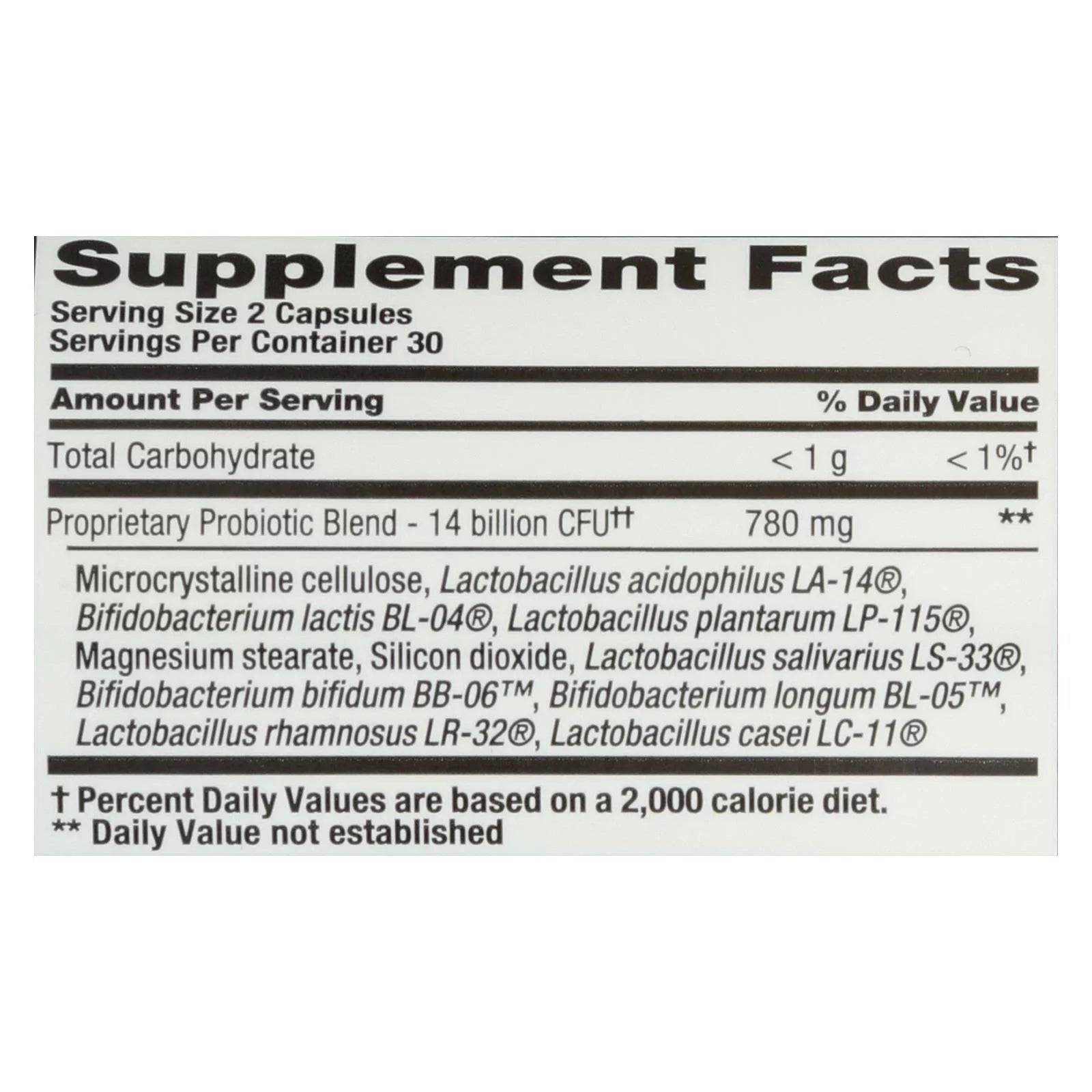 Probiotic Acidophilus Supplement - 60 Vegetarian Capsules D20977